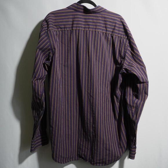 Bugatchi Uomo Purple Vertical Stripes Button Up Top Mens XXL Cotton Long Sleeve - Picture 3 of 7
